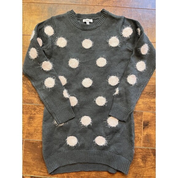 3 Pommes Oh Baby Polka Dot Knit Sweater Grey Girls Size 7-8 - Picture 1 of 6